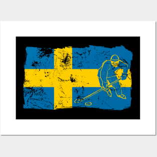 Sweden Ice Hockey Player Flag Sverige Gift Posters and Art